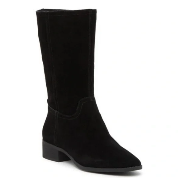 LUCKY BRAND Lefara Suede Black Slouch Ankle Bootie Boot 7 37.5 Western Leather - Picture 9 of 9